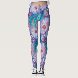 Beautiful Feathers and Flowers Pattern Leggings