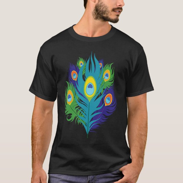 Beautiful Feathers Bird Animal Lover Peacock T-Shirt (Front)