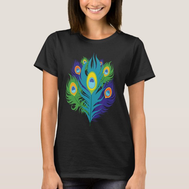 Beautiful Feathers Bird Animal Lover Peacock T-Shirt (Front)