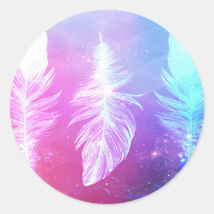 Beautiful Feathers in Space Classic Round Sticker
