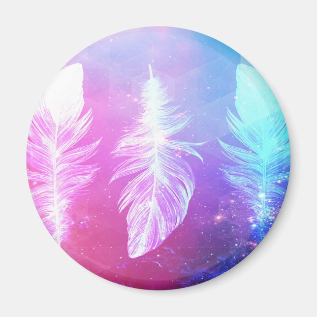 Beautiful Feathers in Space Magnet (Front)