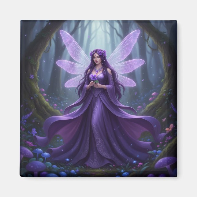 Beautiful February Amethyst Fairy Magnet (Front)