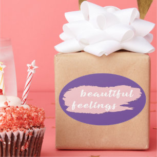 beautiful feelings slogan oval sticker