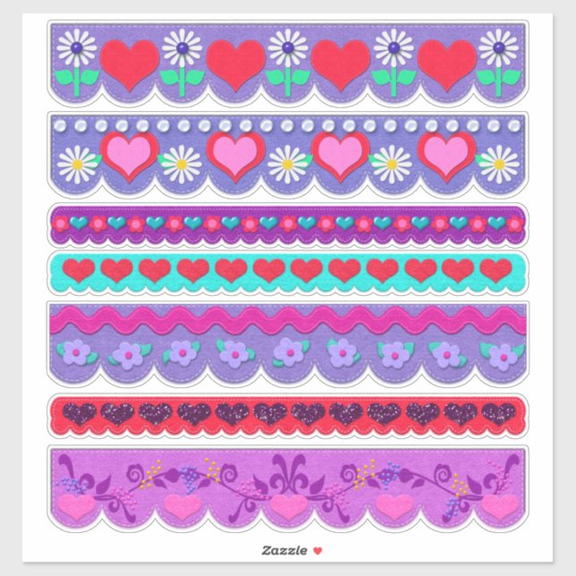 Beautiful Felt Style Valentine's Day Borders (Sheet)