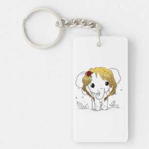 Beautiful female baby elephant with yellow hair  key ring