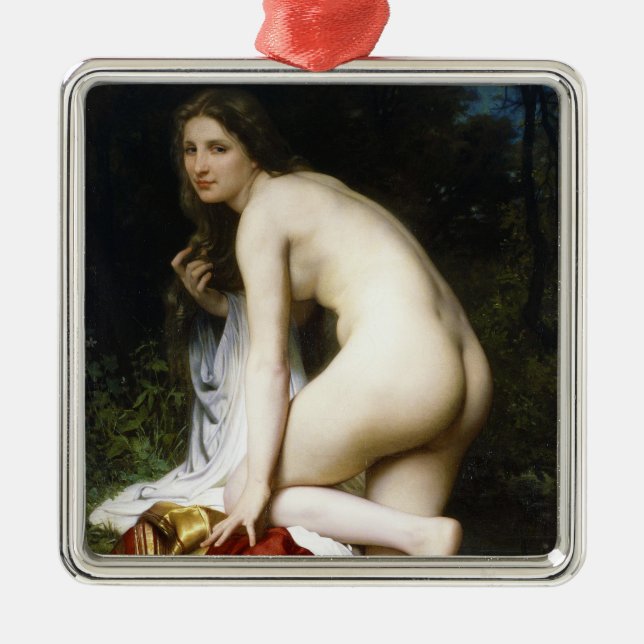 Beautiful Female Bather (by Bouguereau) Metal Tree Decoration (Front)