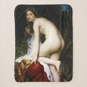 Beautiful Female Bather (by Bouguereau) Sherpa Blanket