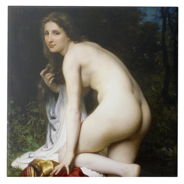 Beautiful Female Bather (by Bouguereau) Tile (Front)