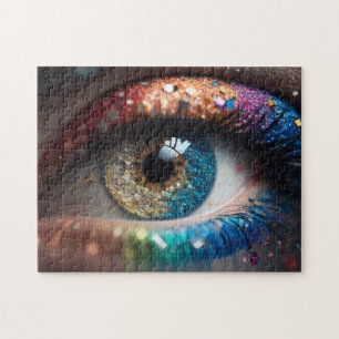 beautiful female eye with make-up jigsaw puzzle