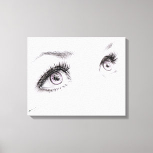 Beautiful female eyes Drawing Minimalist art Canvas Print