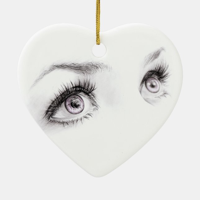 Beautiful female eyes Drawing Minimalist art Ceramic Tree Decoration (Back)