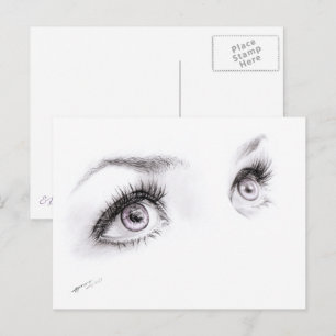 Beautiful female eyes Drawing Minimalist art Postcard