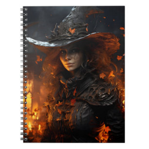 Beautiful Female Halloween Spooky Witch Portrait Notebook