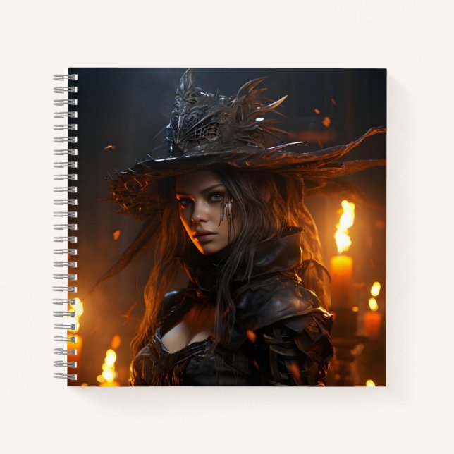 Beautiful Female Halloween Witch Awesome Portrait Notebook (Front)