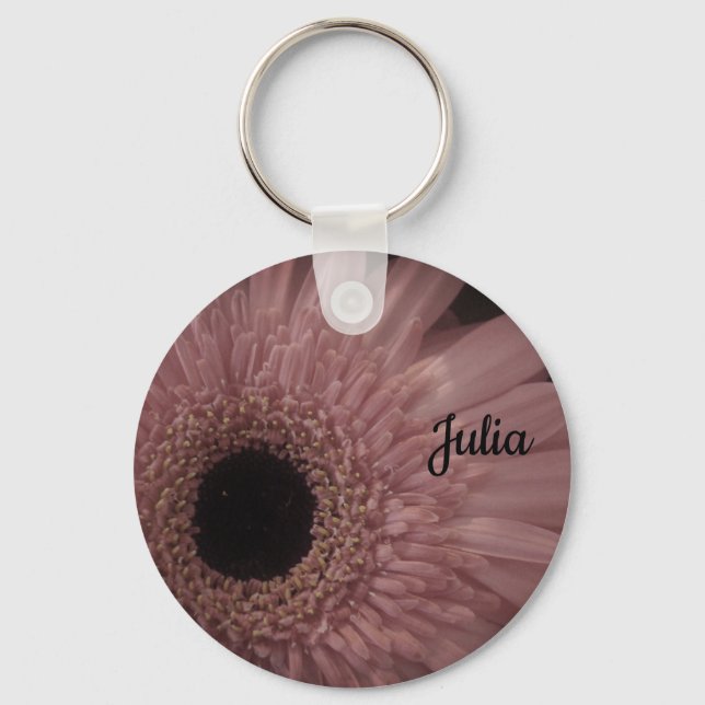 Beautiful Feminine Pale Pink Flower Photograph Key Ring (Front)