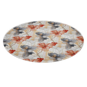 Beautiful Feminine Peach Blue and White Floral Cutting Board
