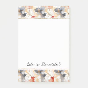Beautiful Feminine Peach Blue and White Floral Post-it Notes