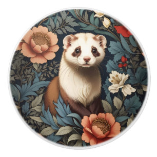 Beautiful Ferret William Morris Inspired  Ceramic Knob