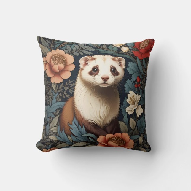 Beautiful Ferret William Morris Inspired  Cushion (Front)