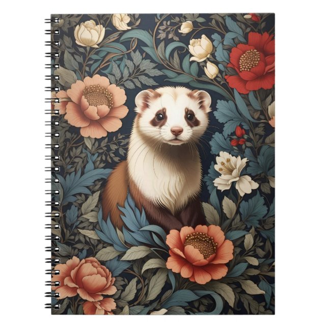Beautiful Ferret William Morris Inspired  Notebook (Front)