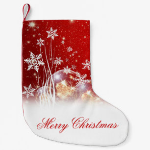 Beautiful festive “Merry Christmas” illustrati Small Christmas Stocking