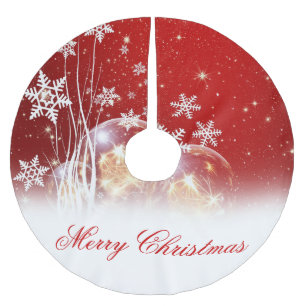 Beautiful festive “Merry Christmas” illustration Brushed Polyester Tree Skirt