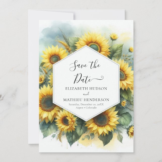 Beautiful Field Sunflower Wedding Save The Date (Front)