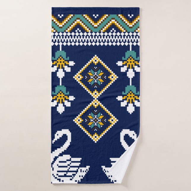 Beautiful figure tribal Ukrainian geometric ethnic Bath Towel (Bath Towel)