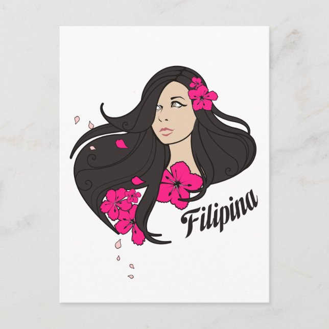Beautiful Filipina Graphic Tee Postcard (Front)