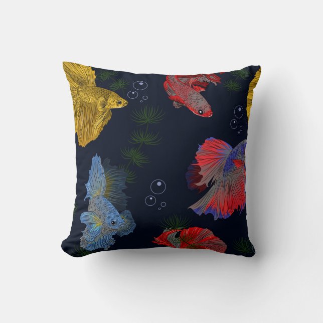 Beautiful Fish Sketch Throw Pillow (Front)