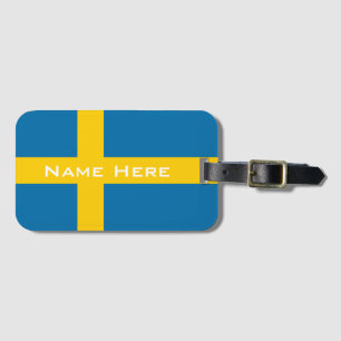 Beautiful Flag of Sweden With Monogram Luggage Tag