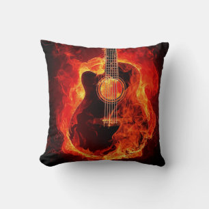 Beautiful Flaming Guitar Image Cushion