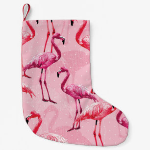 Beautiful Flamingo Bird Pink Seamless Pattern illu Small Christmas Stocking