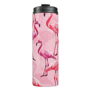 Beautiful Flamingo Bird Pink Seamless Pattern illu Thermal Tumbler
