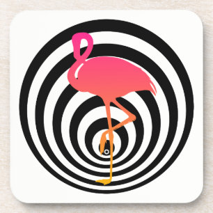 Beautiful flamingo in circles coaster