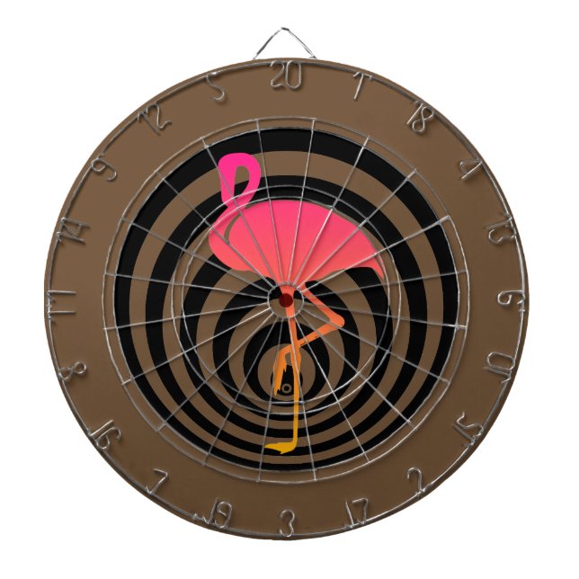 Beautiful flamingo in circles dartboard (Front)