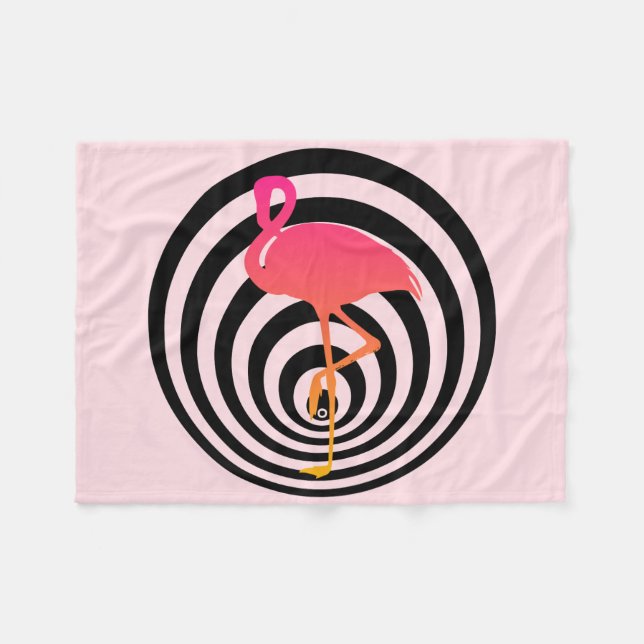 Beautiful flamingo in circles fleece blanket (Front (Horizontal))