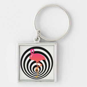 Beautiful flamingo in circles key ring