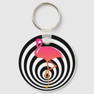 Beautiful flamingo in circles key ring