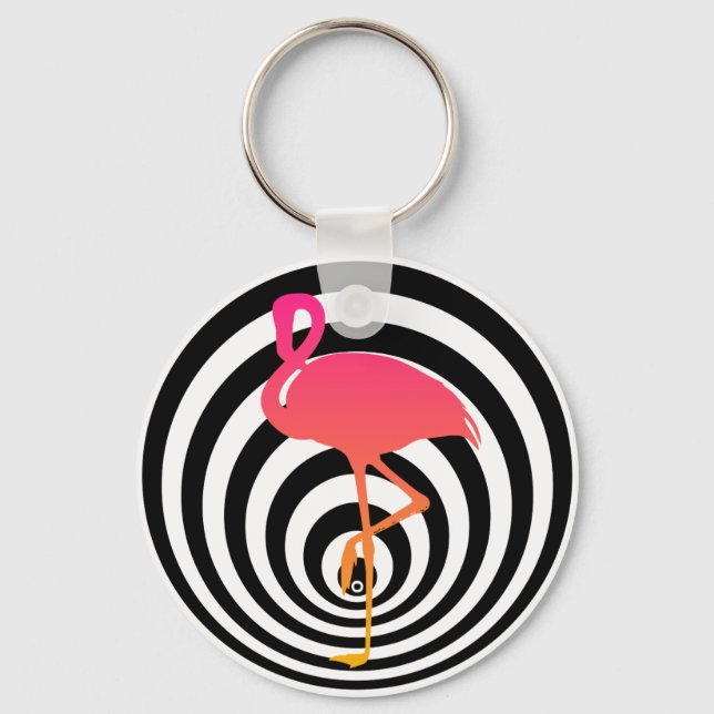 Beautiful flamingo in circles key ring (Front)