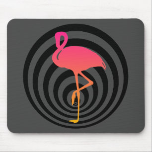 Beautiful flamingo in circles mouse mat