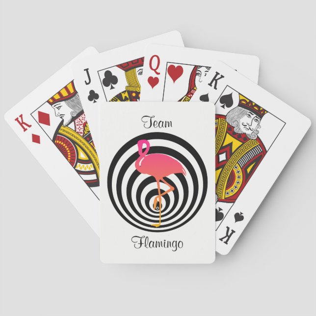 Beautiful flamingo in circles playing cards (Back)