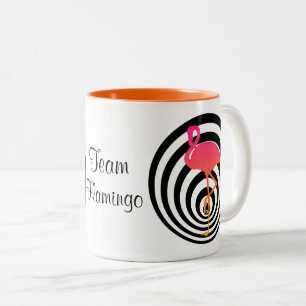 Beautiful flamingo in circles Two-Tone coffee mug