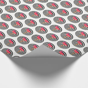 Beautiful flamingo in circles wrapping paper