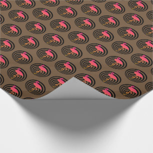Beautiful flamingo in circles wrapping paper