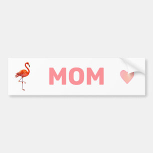 Beautiful Flamingo & Mum Pink Text on White Bumper Sticker