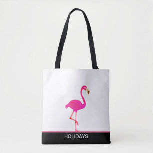 Beautiful Flamingo on Black and White Tote Bag