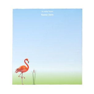 Beautiful Flamingo on Light Blue Notepad