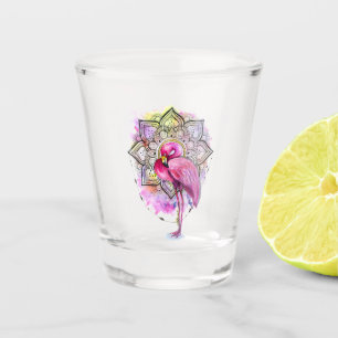 Beautiful Flamingo With Mandella Shot Glass