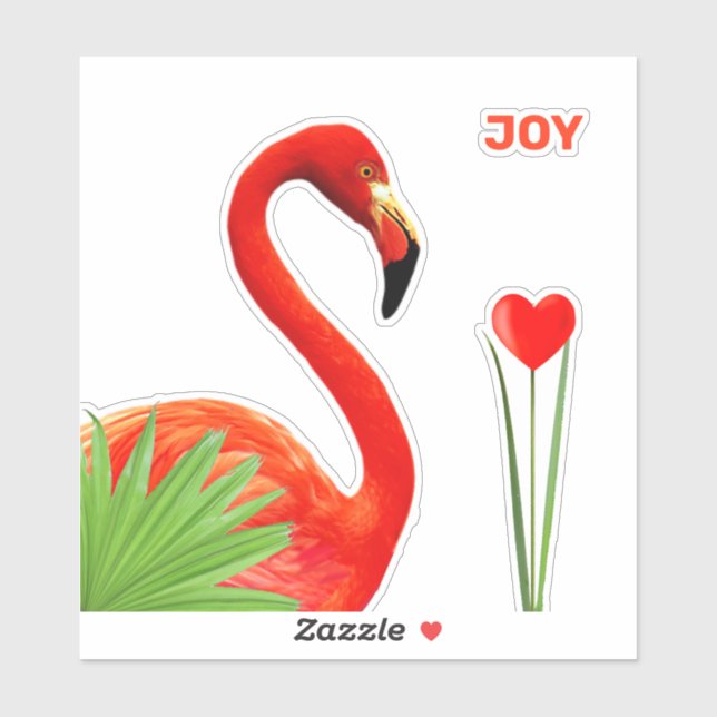 Beautiful Flamingo with Palm Leaves & Heart (Sheet)